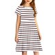 thumbnail image 5 of Odeerbi Niñas de Verano Vestido de Línea A Rayas Vestido de Columpio Vestido Elástico de Manga Corta Para Niños, 5 of 7