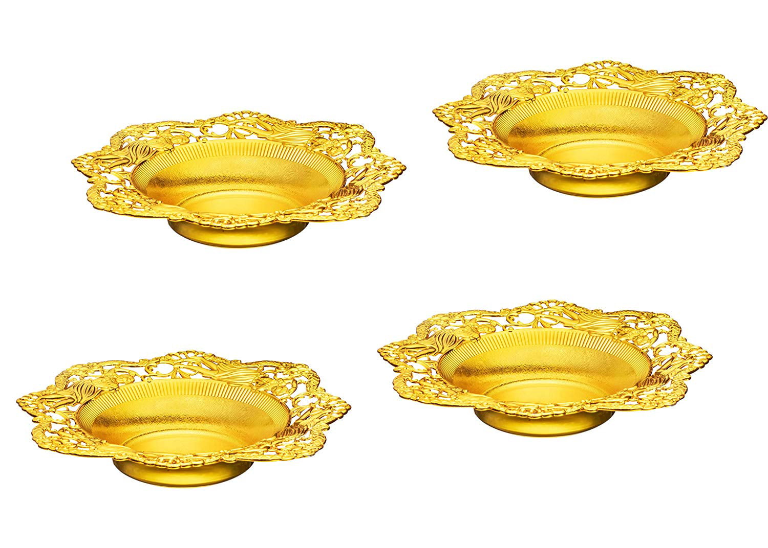 Impressive Creations Reusable Decorative Serving Dish – Plastic Candy Dish  with Elegant Gold Finish – Functional and Vintage Design