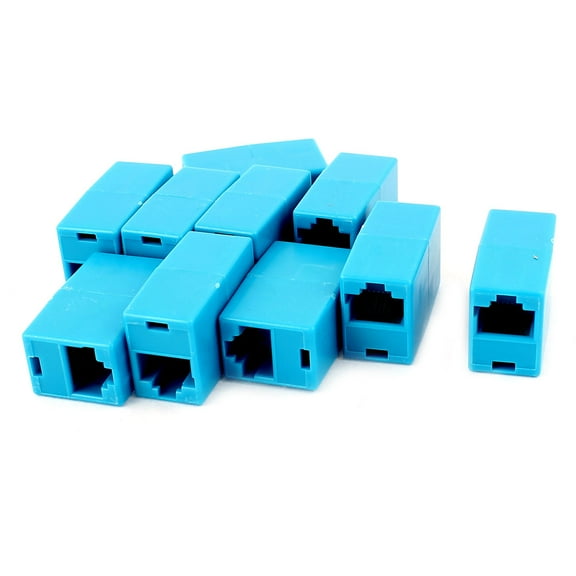 10Pcs RJ45 8P8C F/F Network Cable Connector Adapter Extender Coupler Blue