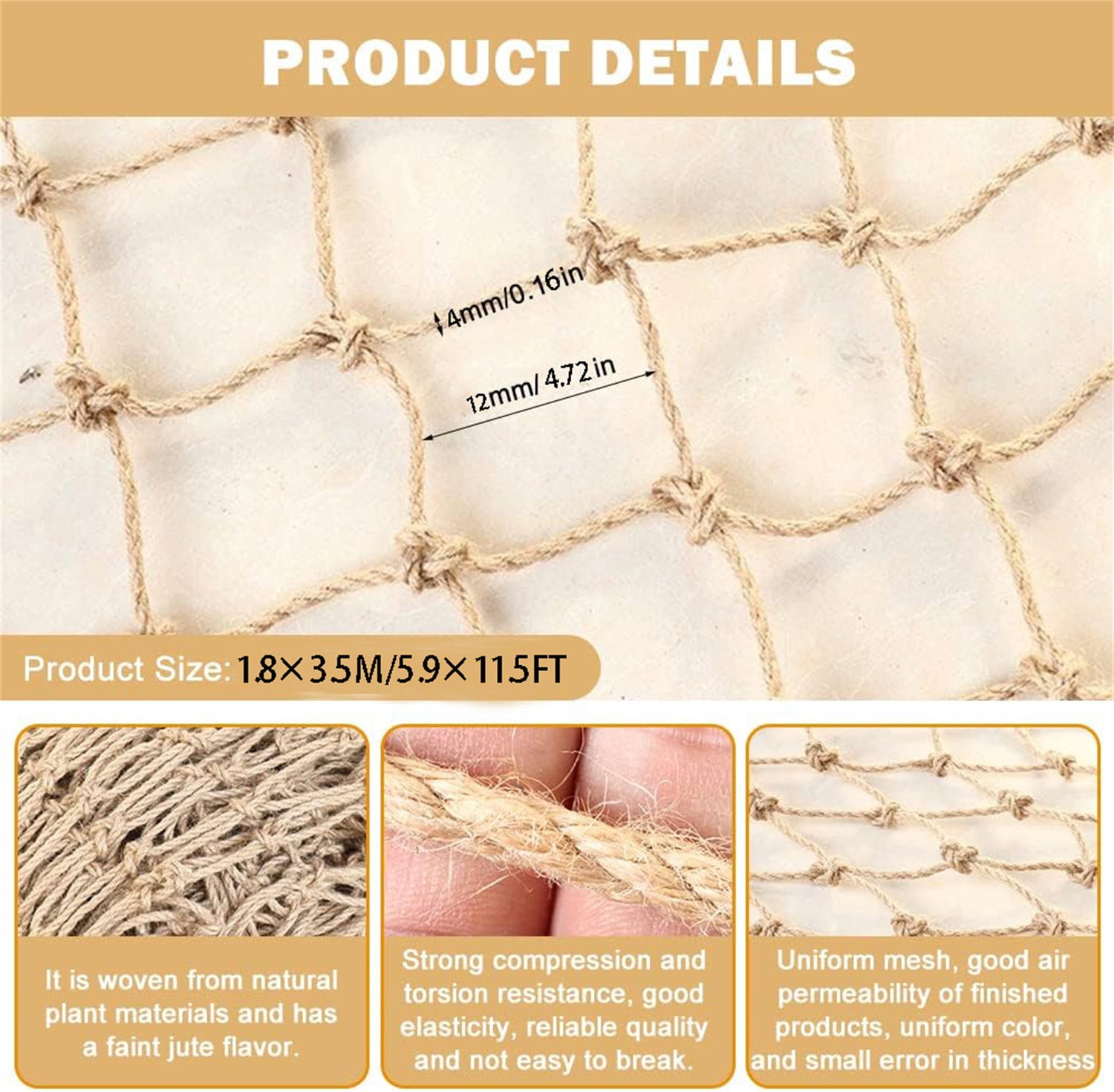 Bexikou Jute Netting,Plant Support Netting,Climbing Plant Growth Netting for Outdoor Garden Vine Plants and Wall Decoration(1.8 x 3.5m / 5.9 x 11.5FT)