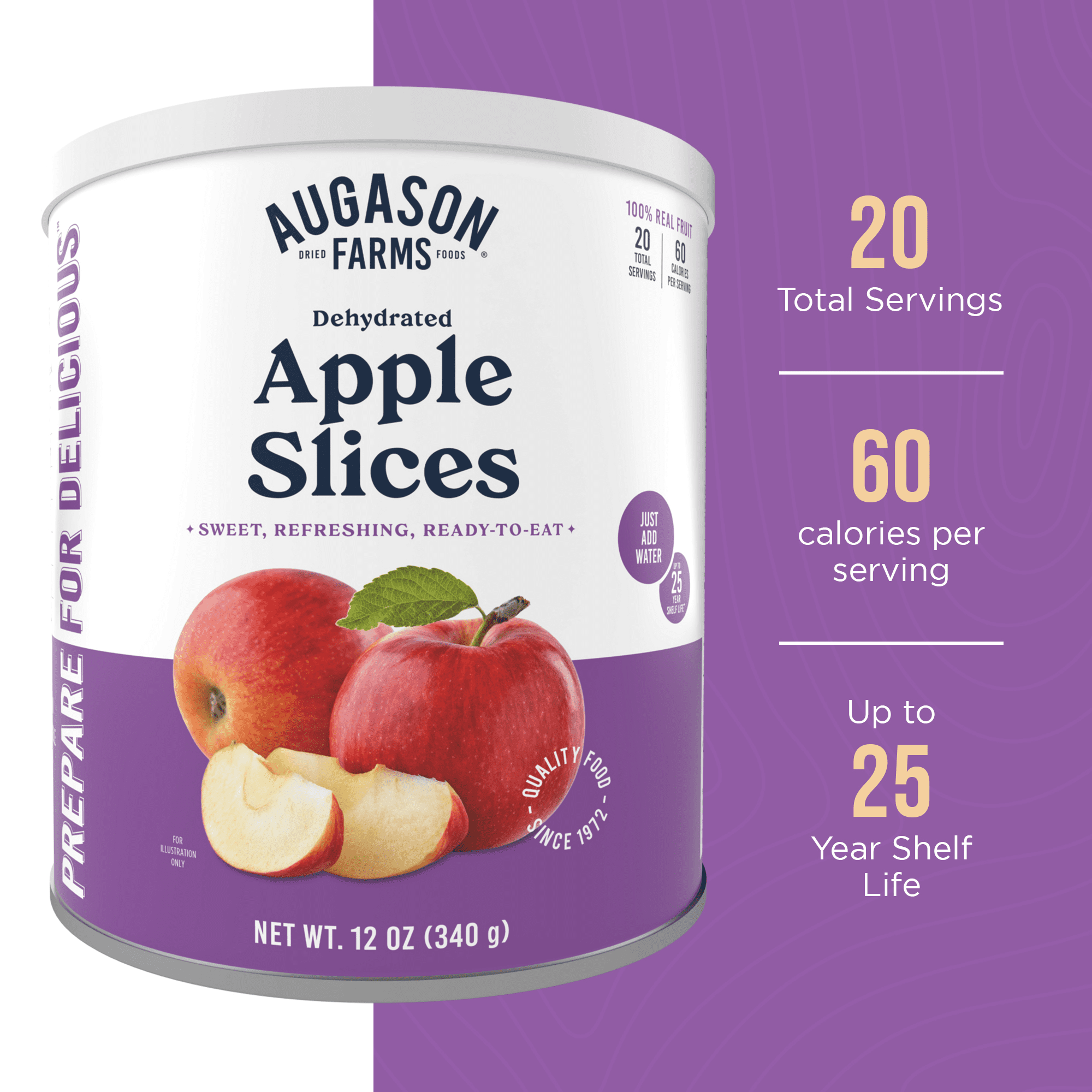 Augason Farms Dehydrated Apple Slices Can - Gluten Free Survival Food with Long Shelf Life - Dehydrated Emergency Food Supply for Camping, Prep & Everyday Meals - 20 Servings