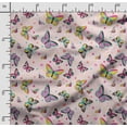 thumbnail image 2 of Soimoi Insect Printed, Japan Crepe SatinFabric, by The Yard 54 Inch Wide, Decorative Sewing Fabric for Dresses Kimonos Gowns, Light Pink, 2 of 5