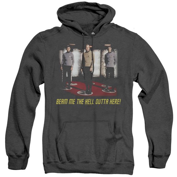 Star Trek Beam Me Out Adult Heather Hoodie Sweatshirt Black