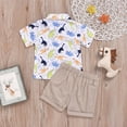 thumbnail image 5 of Fesfesfes Toddler Uniform Suits for Boys Fashion Short Sleeve Shirts with Shorts Sets Dinosaur Print Retro Shorts Back to School Suits, 5 of 9