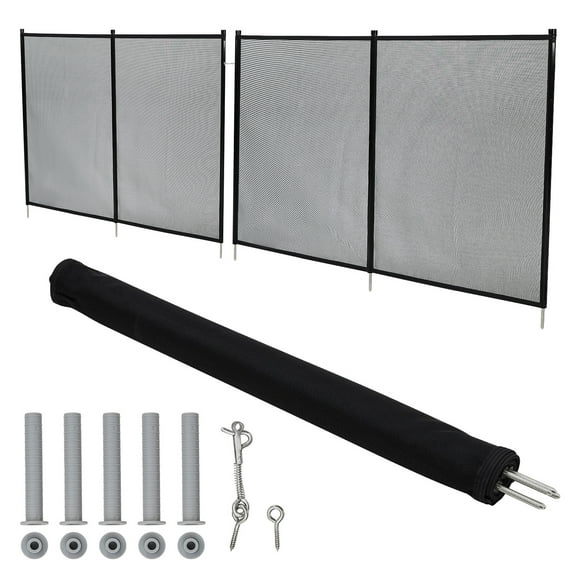 Pool Safety Fence 4x12 FT, Removable Child Barrier with Heavy-Duty 320GSM Mesh & Stainless Frame, DIY Install for Inground/Above Ground Pools, Black