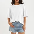 thumbnail image 5 of beishanbush Spring Sales Saving $10 Basic Tees Casual Tshirts Women's Oversized T-Shirt,Half Sleeve Boxy Neck Loose Overcut Shoulders Casual Under $10, 5 of 8