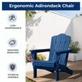 thumbnail image 4 of FUNDAZE HDPE Adirondack Chair, Foldable Weather-resistant Outdoor Chair for Patio, Poolside, Garden, Yard, Navy Blue, 4 of 8