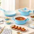 thumbnail image 2 of MDHAND 13-Piece Cookware Set, Sky Blue Kitchen Pots and Pans Set with Glass Lids, Nonstick, Durable Iron Construction, Gift Box Packaging, 2 of 8