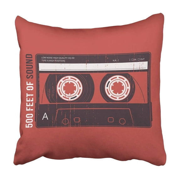 WOPOP 80S Retro Design With Cassette Tape And Apparel Emblem 90S Analogue Audio Badge Compact Pillowcase Cover 16x16 inch