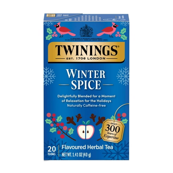 Twinings Winter Spice Herbal Tea Individually Wrapped, 20 Count (Pack Of 1), Includes Camomile, Apple, Cinnamon, & Clove, Caffeine-Free, Enjoy Hot Or Iced, Packaging May Vary Packaging May Vary