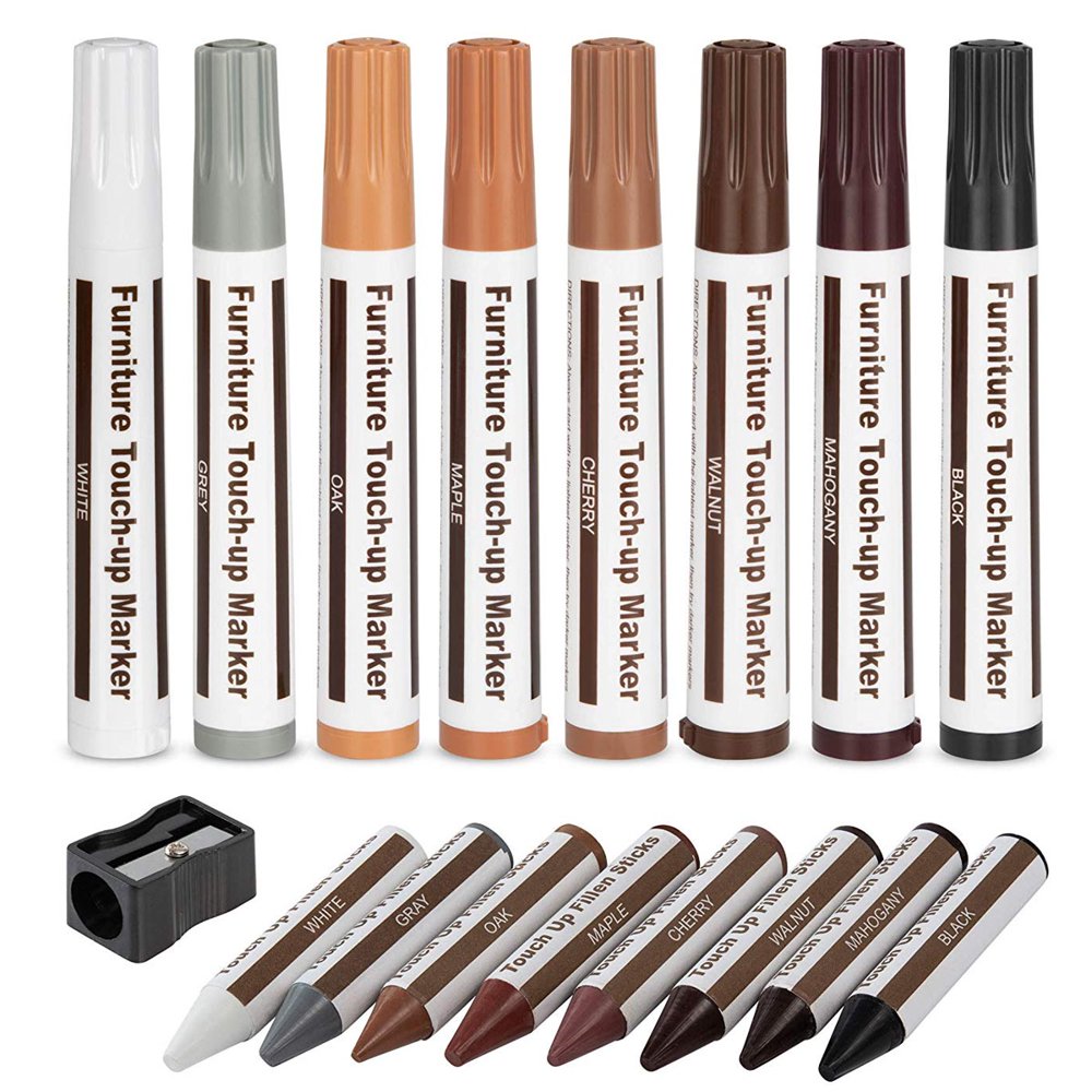 Boxgear Wood Touch Up Markers, Set of 17 Furniture Markers and Filler