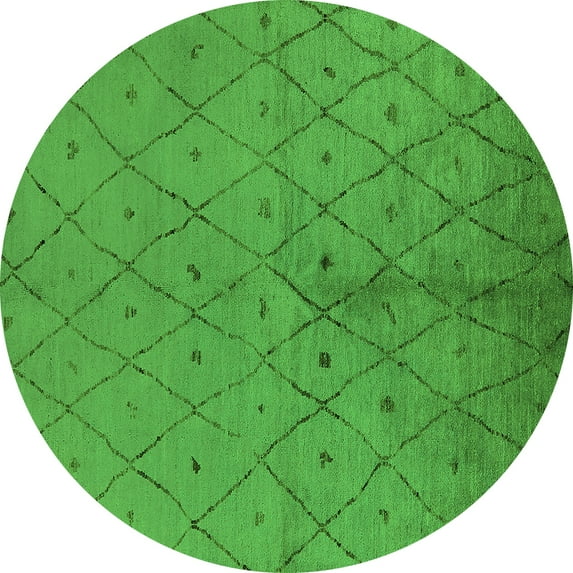 Ahgly Company Indoor Round Solid Green Modern Area Rugs, 4' Round