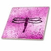 3dRose Hot Pink Mosaic Dragonfly - Ceramic Tile, 6-inch