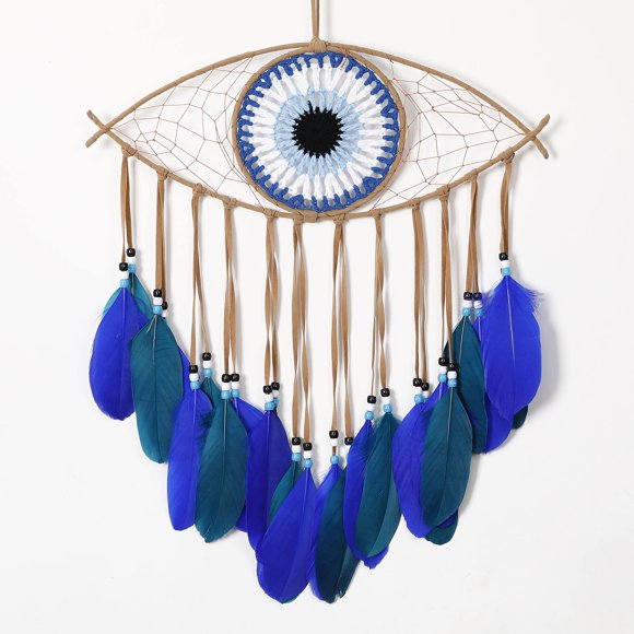 Dream Catcher Holmgren Evil Eye, azul, hecho a mano, 16 x 15 cm
