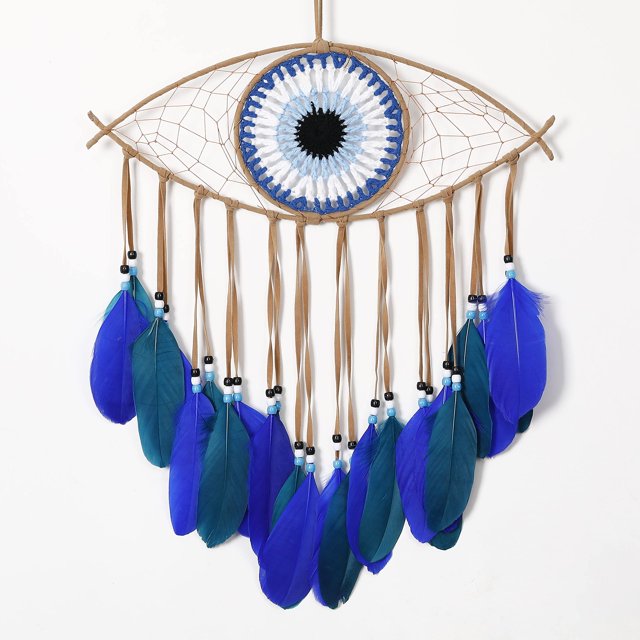 Dream Catcher Holmgren Evil Eye, azul, hecho a mano, 16 x 15 cm