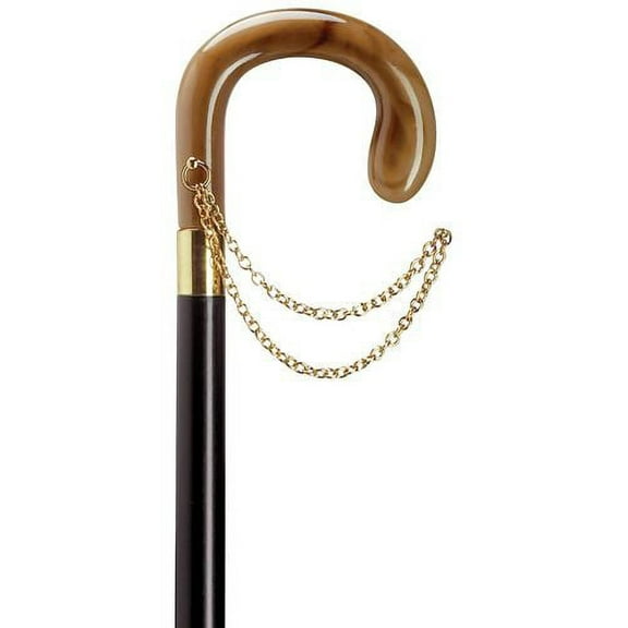 Walking Cane Ladies Small Crook Cane Black Maple Shaft, Horn Handle Lady Cane