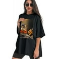 thumbnail image 3 of Plus Size Shirt for Women Black Tops for Women Oversized Short Sleeves Shirt for Women Red-Browed Bird 19 T Shirt Crewneck Shirt for Women L, 3 of 5