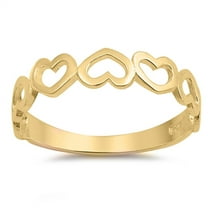CHOOSE YOUR COLOR Gold-Tone Heart Love Promise Ring .925 Sterling Silver Band Jewelry Female Size 5