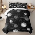 thumbnail image 2 of Homewish Kids Basketball Bed Spread Queen For Boys,Sports Theme Queen Coverlet Set,Black Gray,3 Pieces, 2 of 7
