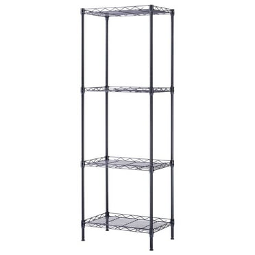 Ktaxon 4-Tier Storage Rack, Garage Wire Shelving Metal Shelves Storage Unit Black, 17.3"D x 11.4"W x 50.4"H
