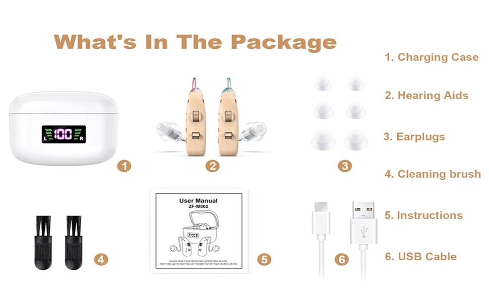 SUWU Hearing Aid for the Elderly-Easy to Operate-One Touch Adjustment-Built-in Noise Reduction-Rechargeable Hearing Aids (Silver)
