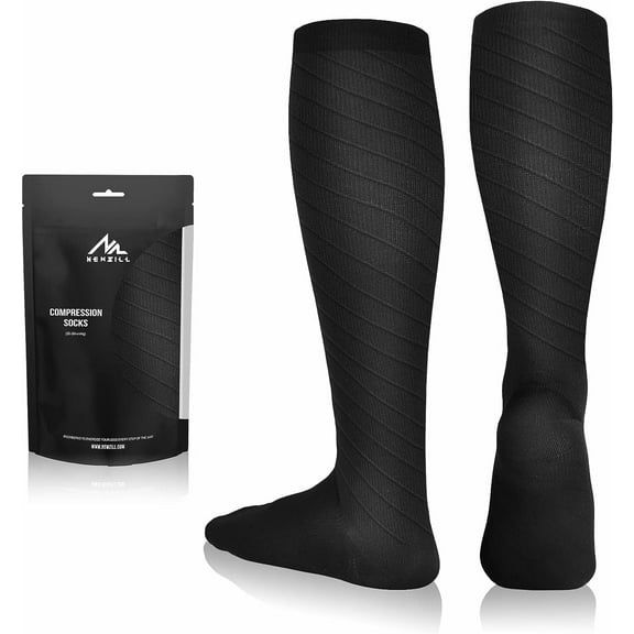 NEWZILL Medical Compression Socks for Women and Men Circulation 20-30 mmHg Best Compression Stockings for Running Athletic Travel Flight Nurses Black/Green