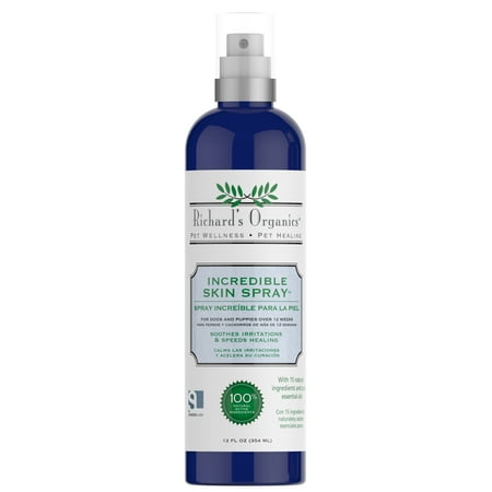 UPC: 0736990004352 | Richard’s Organics Incredible Skin Spray for Dogs – Skin Irritation Relief  12 oz.