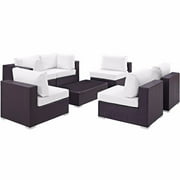 Modway Convene 7 Piece Outdoor Patio Sectional Set in Espresso White