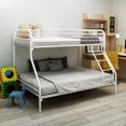 thumbnail image 2 of Twin Over Full Size Bunk Bed , Heavy Duty Metal Bunk Bed with Enhanced Upper-Level Guardrail and Slatted Support, Noise Free, White, 2 of 7