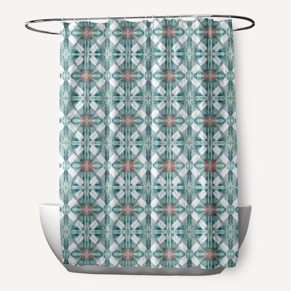 Simply Daisy 70" W x 73" H Beach Tile Geometric Print Polyester Shower Curtain, Blue