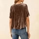 thumbnail image 3 of Karight Womens Velvet Babydoll Tops Short Sleeve Peplum Pleated Flowy Blouse Casual Loose Fit Crewneck Tshirts, 3 of 4