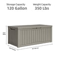 thumbnail image 2 of Dextrus 120 Gallon Outdoor Storage Deck Box Backyard Patio Big Container Box Weatherproof Large Garden Pool Organizer, 2 of 8