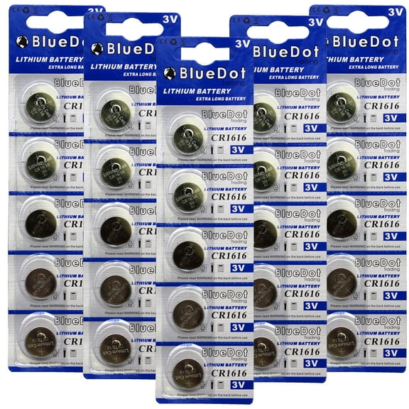BlueDot Trading CR1616 Lithium Manganese Dioxide (Li-MnO2) Button Coin Cell Batteries - 25 Pack