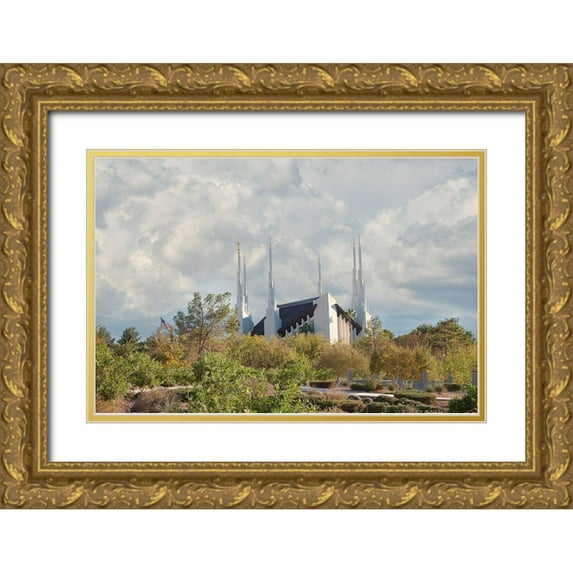 Murdock, Ramona 32x23 Gold Ornate Wood Framed with Double Matting Museum Art Print Titled - Las Vegas Temple