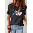thumbnail image 2 of ABPHQTO Camiseta de manga corta con estampado de corazón de leopardo y rayas de estrellas negras para mujer, 2 of 5