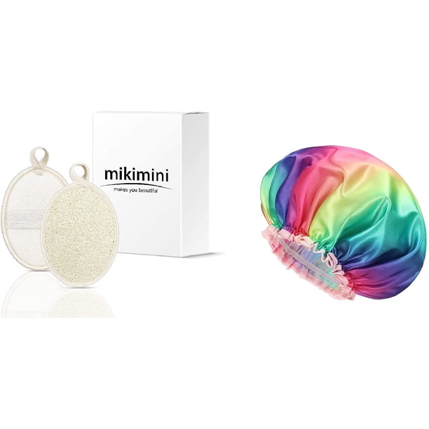 Exfoliating Loofah Pads 8 Pack &Rainbow Series Shower Cap 1 Pack ...
