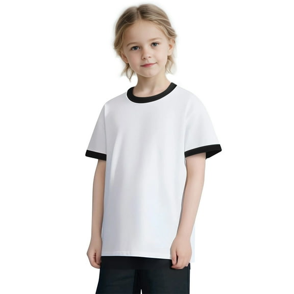 Diufon Tops for Boys Girls Casual Short Sleeve Crewneck Sport Shirts Kids Cotton Loose School Blouse(2-13Years)