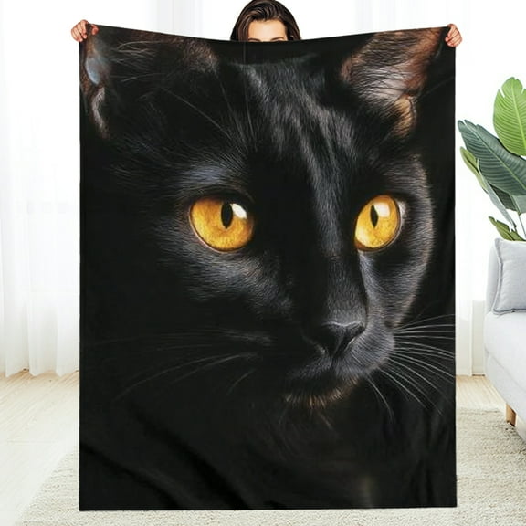 Creowell Cute Black Cat Blanket Gifts for Cat Lovers Grils Women Animal Kitten Throw Blankets for Home Couch Bed Sofa Soft Fuzzy Lightweight Decor Adults All Season 30*40in