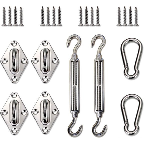 Sunrise Sun Shade Sail Hardware Kit for Square and Rectangle Sun Shade Sail Installation with 6 inches Turnbuckles, Stainless Steel, Set of 2 B