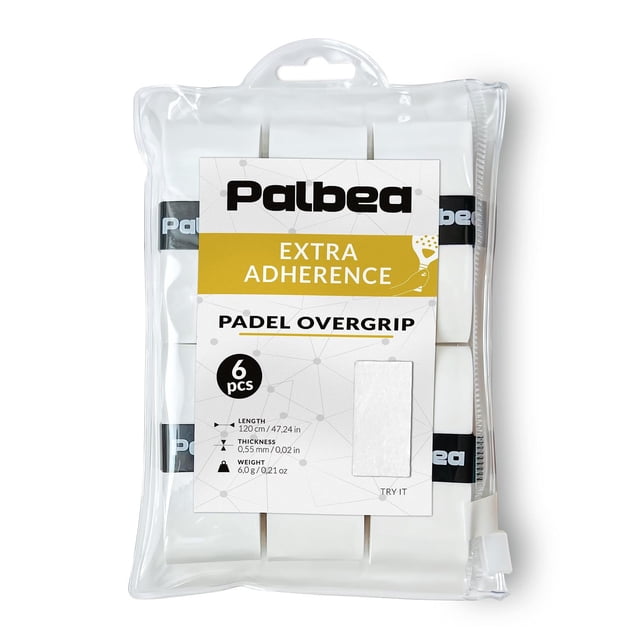 Overgrips Padel Palbea Blanco Extra Adherente Antideslizante Alta Absorción Paquete de 6