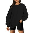 thumbnail image 2 of VEKDONE Sweatshirts for Women Clearance Sale Oversized Long Sleeve Sweatshirt Crewneck Pullover Teen Girls Loose Fit Blouse Solid Color Y2K Tops, 2 of 6