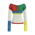 thumbnail image 5 of Qiylii Women Hollow Out Knitwear, Variegated Color Square Collar Crop Tops, 5 of 6