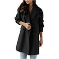 thumbnail image 2 of jsaierl Women's Basic Essential Double Breasted Mid-Long Wool Blend Pea Coat Trench Jacket Winter Apparel, 2 of 9