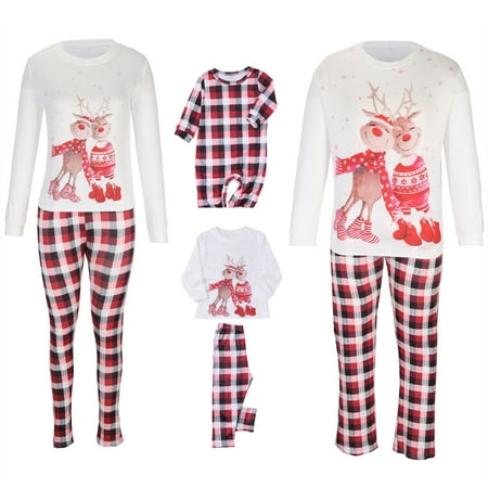 

YWDJ Christmas Pajamas for Family 2022 Parent-Child Warm Christmas Suit Printed Home Clothes Pajamas Long-Sleeved Trousers Two-Piece Children S Models White(White Kids 3Y)