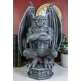 thumbnail image 6 of Ebros 12"H Gothic Horned Bulldog Gargoyle W/ Large Wings Crouching On Pedestal, 6 of 8