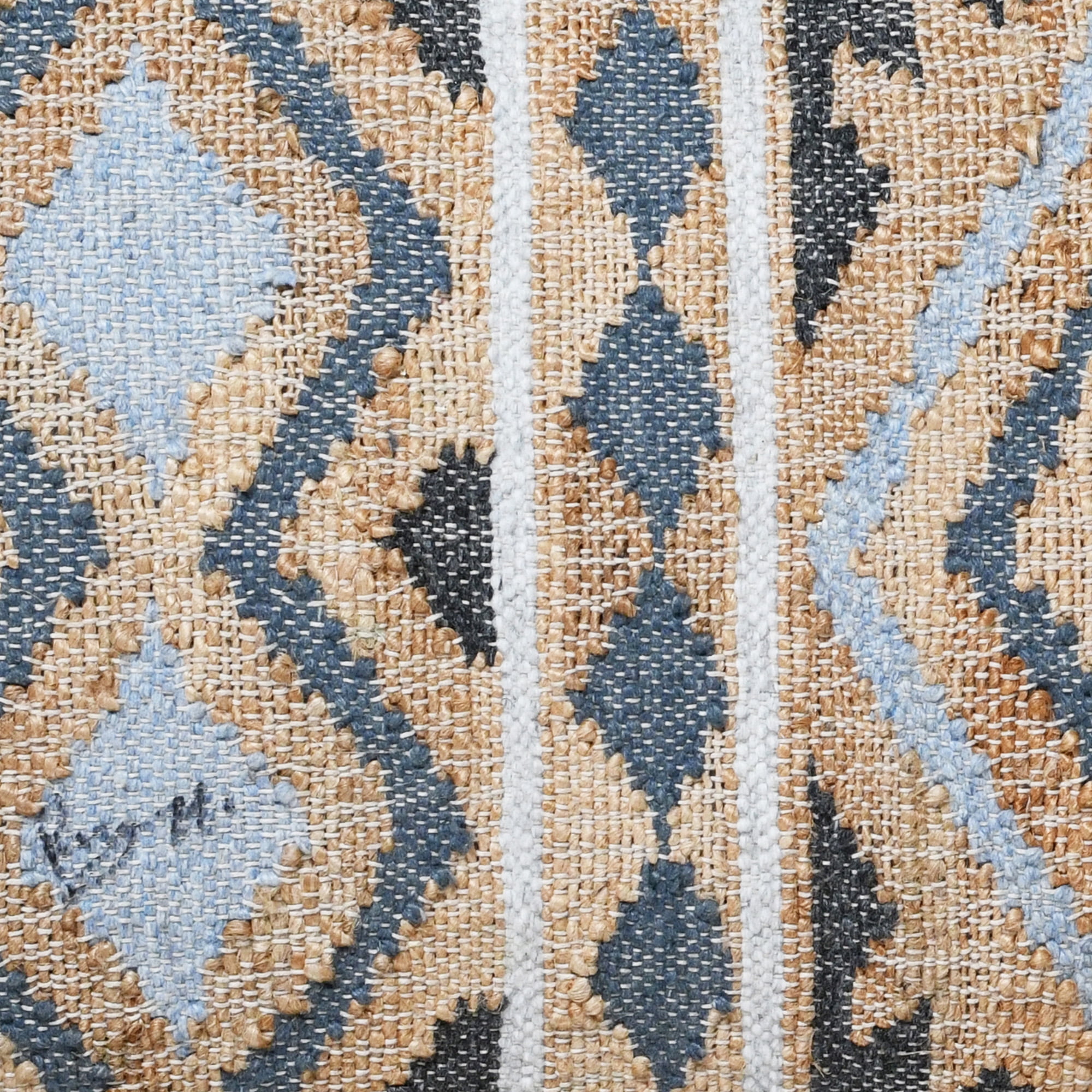 LR Home Contemporary Farmhouse Upholstered Indoor Accent Bench, Tan/Blue