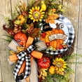 thumbnail image 4 of AMERTEER Couronnes d'Automne pour Porte d'Entrée 14 Pouces Carreaux Buffalo Blanc Couronne de Citrouille Décorations d'Automne pour Halloween l'Action de Grâce Récolte Ferme Extérieur Mur Fenêtre Porte, 4 of 8
