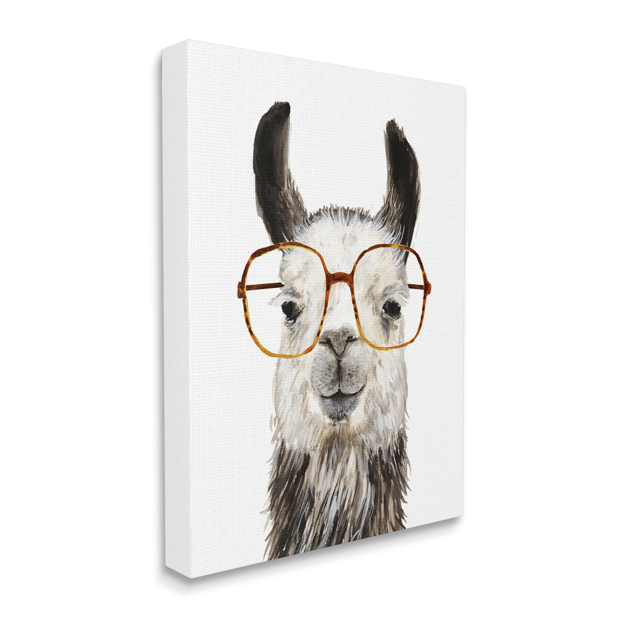 Stupell Industries Llama Farm Animal Eyeglasses Animals & Insects Painting Gallery Wrapped Canvas Print Wall Art