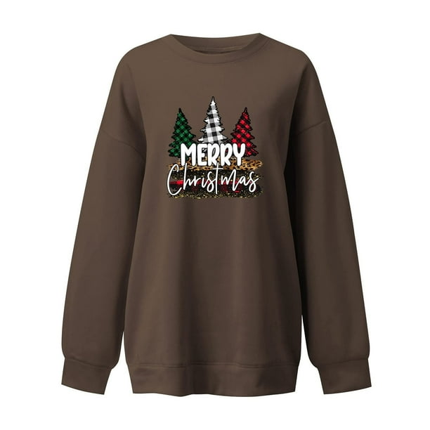 Sudadera de Cuello Redondo de Navidad Para Mujer Moda Otoño Impreso Blusa de Manga Larga Suelta Casual Pullover Tops Odeerbi ODB196257