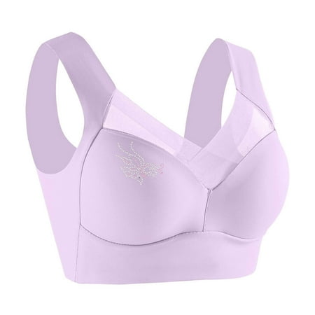 Tao Tao Thin Bras For Fashion Women No Underwire Full Coverage Bras Push Up Underwear Lace Bralette Seamless Daily Bra With Support Purple 5XL